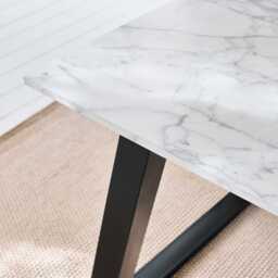 Atlas White Marble Dining Table - Black Metal Legs - thumbnail 4