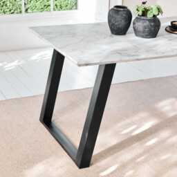 Atlas White Marble Dining Table - Black Metal Legs - thumbnail 6
