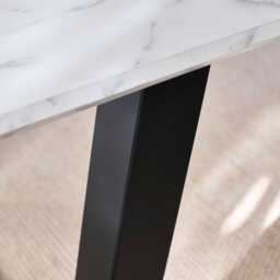 Atlas White Marble Dining Table - Black Metal Legs - thumbnail 5