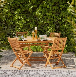 Ashby 4 Seater Wooden Rectangular Garden Dining Set with Grey Parasol - 120cm - thumbnail 3