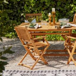 Ashby 4 Seater Wooden Rectangular Garden Dining Set with Grey Parasol - 120cm - thumbnail 4