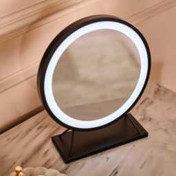 Henton 38x30cm LED Standing Mirror - Black - thumbnail 2