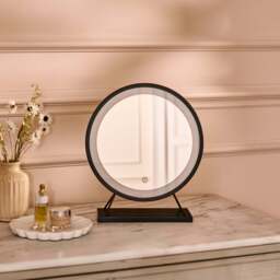 Henton 38x30cm LED Standing Mirror - Black - thumbnail 1