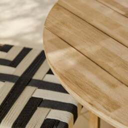 Willow 4 Seater Wooden Brushed Light Acacia Round Garden Dining Set with Saffron Black and Beige Chairs - thumbnail 2