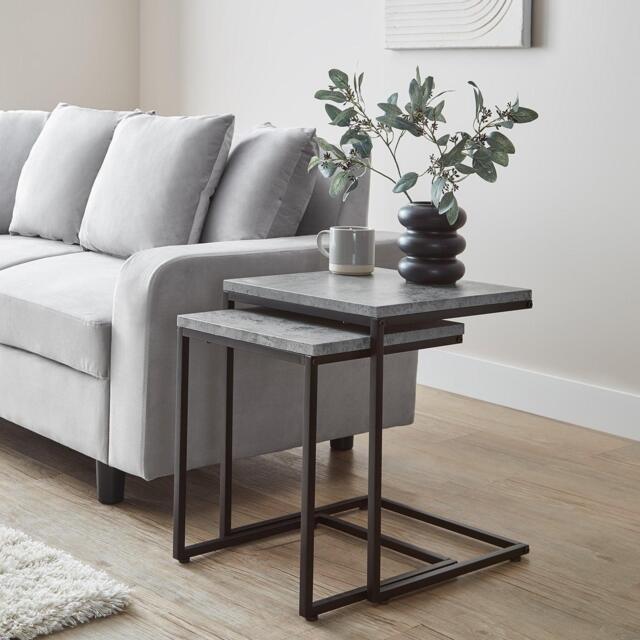 Jay Concrete Nest of Tables - Black Frame - image 1
