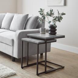 Jay Concrete Nest of Tables - Black Frame - thumbnail 1