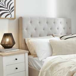 Cavill Fabric Double Bed - Soft Beige - thumbnail 3