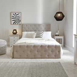 Cavill Fabric Double Bed - Soft Beige - thumbnail 2