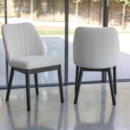 Chloe Light Beige Boucle Dining Chairs - Set of 2 - Black Legs - thumbnail 4