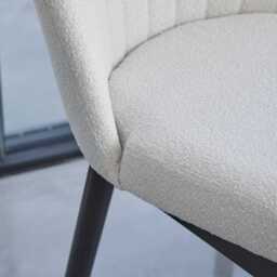 Chloe Light Beige Boucle Dining Chairs - Set of 2 - Black Legs - thumbnail 2
