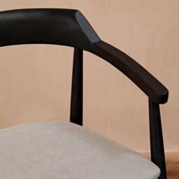 Carter Fawn Linen Dining Armchairs - Set of 2 - Black Oak Legs - thumbnail 3