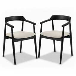 Carter Fawn Linen Dining Armchairs - Set of 2 - Black Oak Legs - thumbnail 6