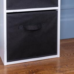 Cara 3 Tier Chalk White Cube Storage Unit - Black Baskets - thumbnail 5