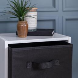 Cara 3 Tier Chalk White Cube Storage Unit - Black Baskets - thumbnail 4
