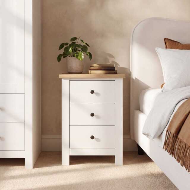 Bampton 3 Drawer Bedside Table - Alabaster White - image 1