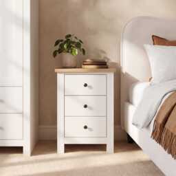 Bampton 3 Drawer Bedside Table - Alabaster White
