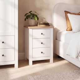 Bampton 3 Drawer Bedside Table - Alabaster White - thumbnail 2