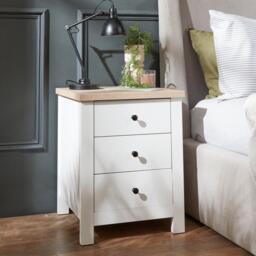 Bampton 3 Drawer Bedside Table - Alabaster White - thumbnail 1