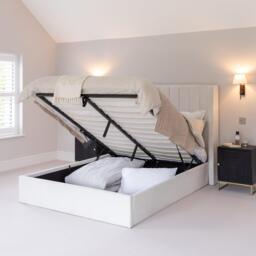 Alice Double Ottoman Bed - Ivory - thumbnail 2