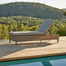 Aria Rattan Garden Sun Lounger - Light Grey - thumbnail 5