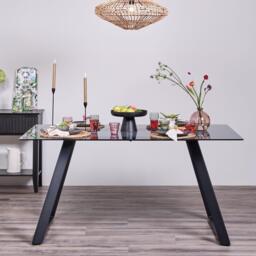 Atlas Smoked Glass Dining Table  - Metal Legs