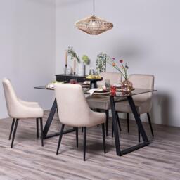 Atlas Smoked Glass Dining Table  - Metal Legs - thumbnail 4