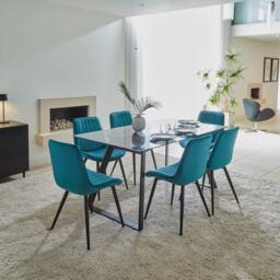 Atlas Smoked Glass Dining Table  - Metal Legs - thumbnail 2