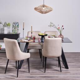Atlas Smoked Glass Dining Table  - Metal Legs - thumbnail 3