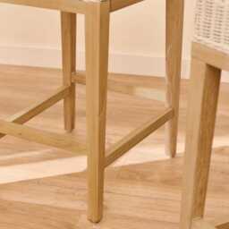 Reid Linen Grey Bar Stools - Set of 2 - Whitewash Mindi Wood Legs - thumbnail 3