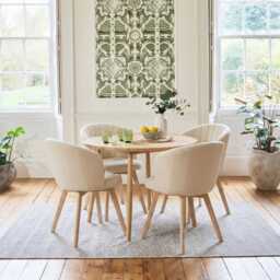 Arabella Natural Beige Dining Chair - Set of 2 - Whitewash Oak Legs - thumbnail 2