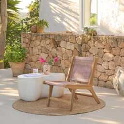Seren White Acacia Occasional Garden Chair - Mottled Pink Rope - thumbnail 1