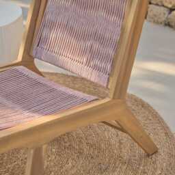 Seren White Acacia Occasional Garden Chair - Mottled Pink Rope - thumbnail 4