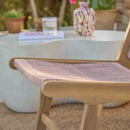 Seren White Acacia Occasional Garden Chair - Mottled Pink Rope - thumbnail 5