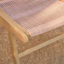 Seren White Acacia Occasional Garden Chair - Mottled Pink Rope - thumbnail 6