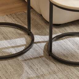 Nara White Marble Round Side Table - Black Frame - thumbnail 4