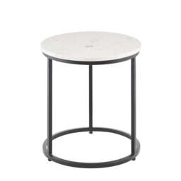 Nara White Marble Round Side Table - Black Frame - thumbnail 5