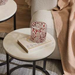 Nara White Marble Round Side Table - Black Frame - thumbnail 3