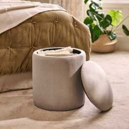 Abigail Storage Pouffe/Footstool - Soft Beige - thumbnail 2