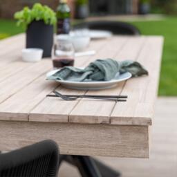 Amelia 8 Seater Wooden Garden Dining Set with 8 Hali Black Chairs - Light Brushed Acacia with Black Legs - thumbnail 5