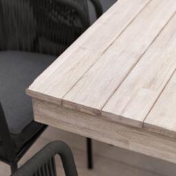 Amelia 8 Seater Wooden Garden Dining Set with 8 Hali Black Chairs - Light Brushed Acacia with Black Legs - thumbnail 6