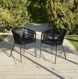 Amelia 8 Seater Wooden Garden Dining Set with 8 Hali Black Chairs - Light Brushed Acacia with Black Legs - thumbnail 4