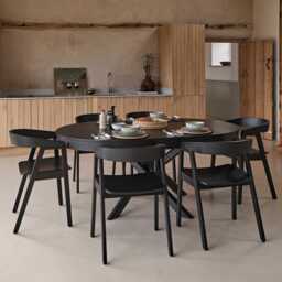 Amelia Black Oak Extendable Oval Dining Table Set - 6 Seater - Ella Black Oak Armchairs - thumbnail 1