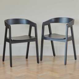 Amelia Black Oak Extendable Oval Dining Table Set - 6 Seater - Ella Black Oak Armchairs - thumbnail 3