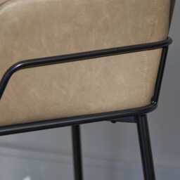 Reagan Almond Brown Vegan Leather Carver Chairs  - Set of 2 - Black Metal Legs - thumbnail 5