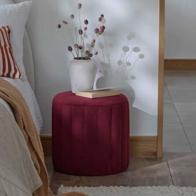 Penelope Drum Stool - Burgundy Red - image 1