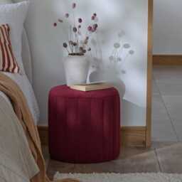 Penelope Drum Stool - Burgundy Red - thumbnail 1