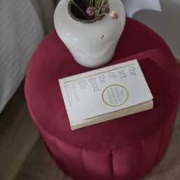 Penelope Drum Stool - Burgundy Red - thumbnail 3