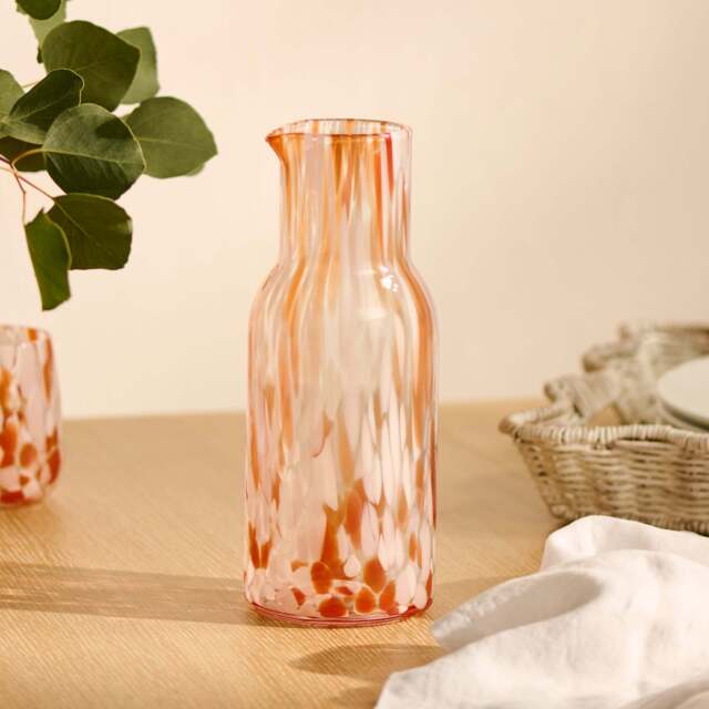 Lazio 24cm Carafe Glass Jug - Blush Pink Confetti - image 1