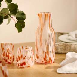 Lazio 24cm Carafe Glass Jug - Blush Pink Confetti - thumbnail 2