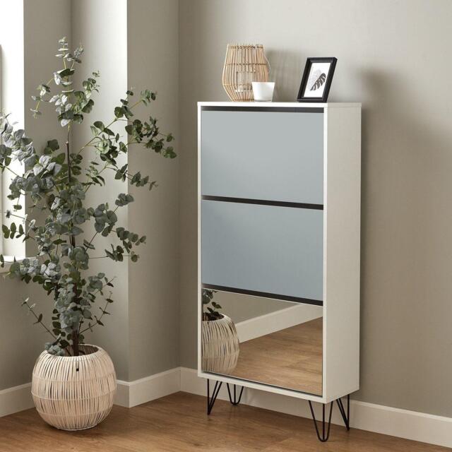 Anderson Shoe Cabinet - 3 Door - White & Grey - image 1
